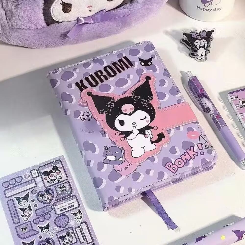 #6114 Leopard Print Magnetic Journal - Kuromi